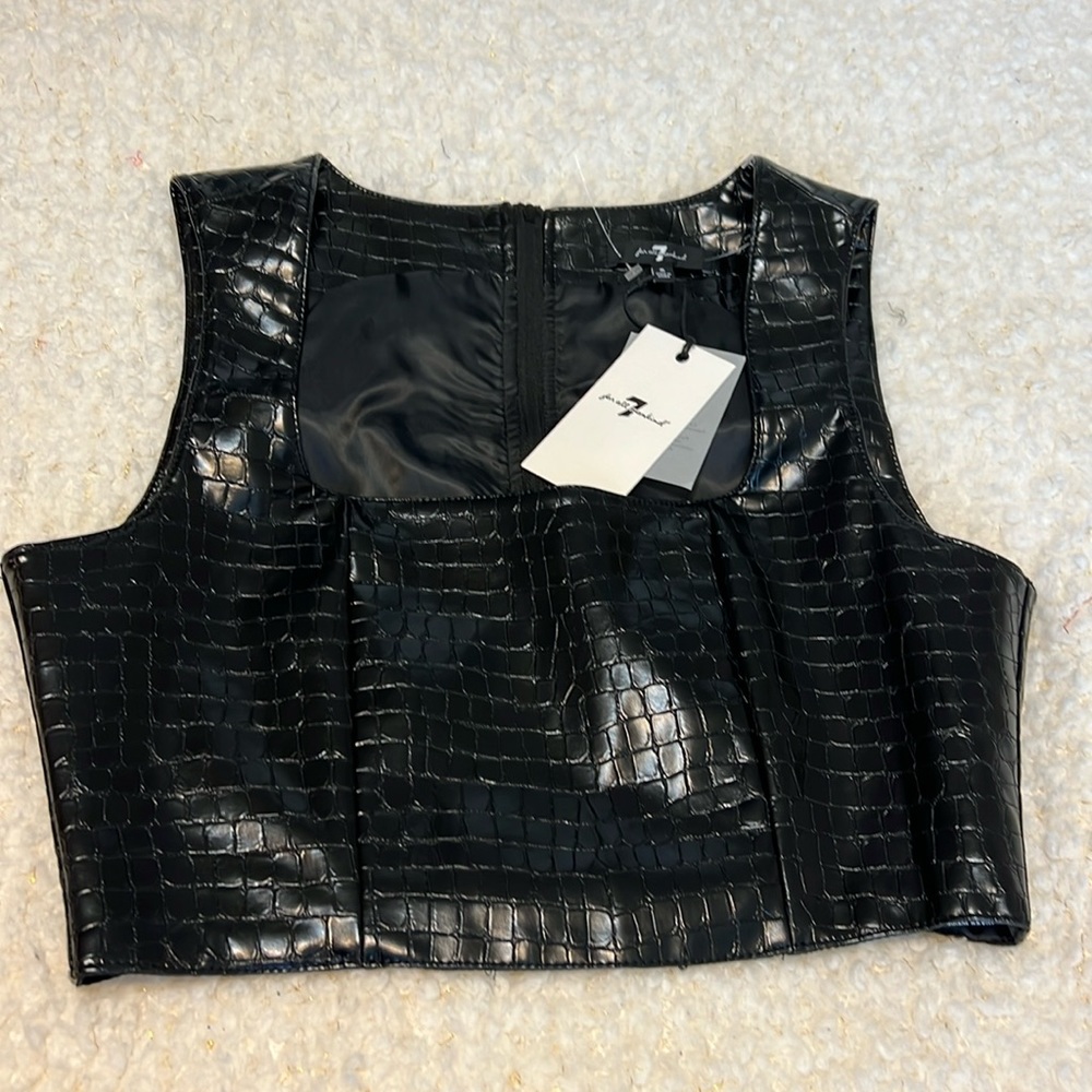 7 For All Mankind black small crop top NWT